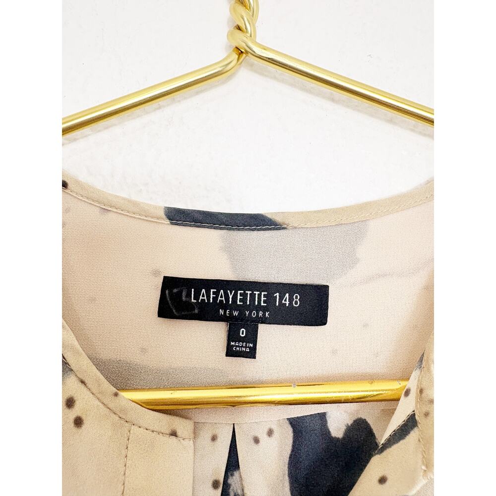 Lafayette 148 Libby Split Neck Printed Blouse Cha… - image 5